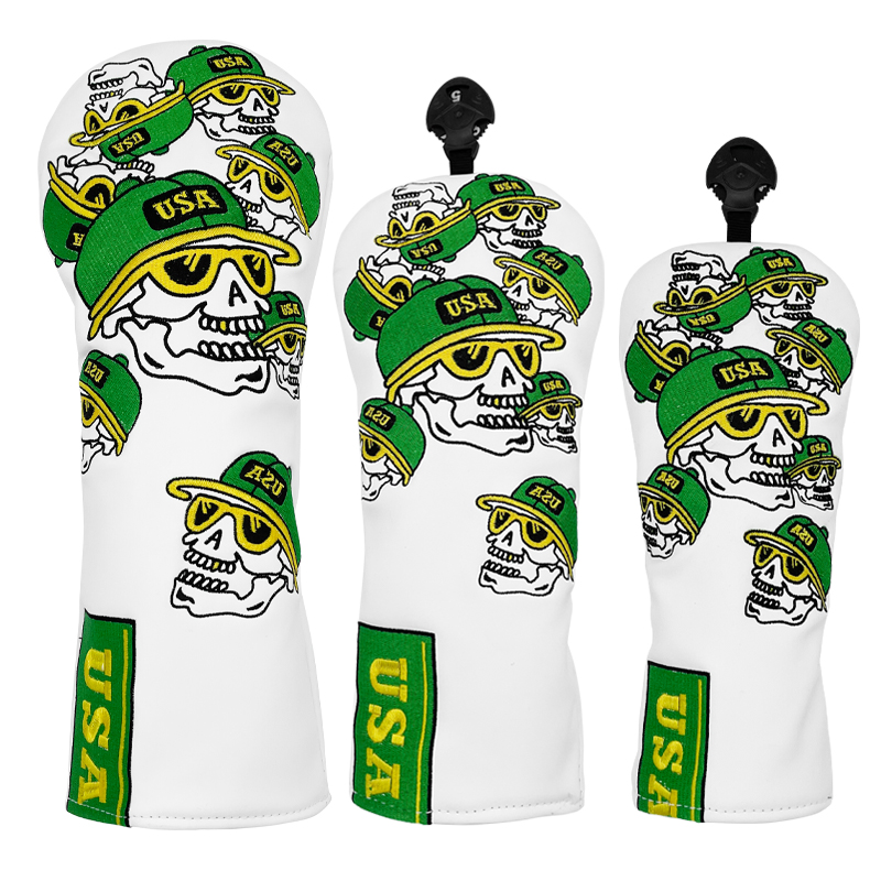 Golf Equipment Storage - Sarung Kepala Stik Golf Kulit Putih